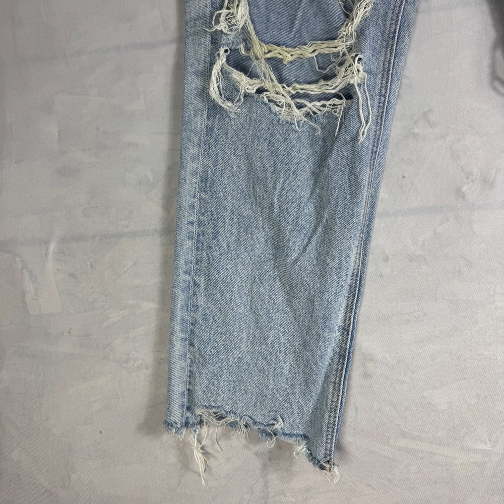 American Eagle Strigid Womens Mom Jeans Light Blue Distressed‎ Shredded Knee 14 - Picture 6 of 16